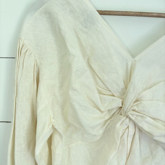 Zara NWT cream colored top with cotton front and linen fabric on back - Picture 4 of 5